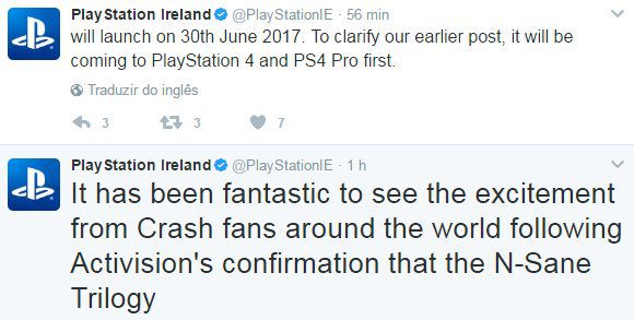 Se acabó el suspense, Crash Bandicoot N. Sane Trilogy no es exclusivo de PS4 - Playstation Ireland ha confirmado que Crash Bandicoot N. Sane Trilogy será una exclusiva temporal.