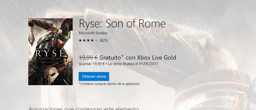 Ya disponible Ryse: Son Of Rome gratis para miembros Gold - Desde hoy 1 de abril ya se encuentra disponible de manera gratuita para los usuarios Gold, Ryse: Son Of Rome.
