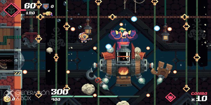 Análisis de Flinthook - Flinthook es un plataformas 2D enmarcado en el género roguelike con un apartado artístico notable que encantará a los amantes de lo retro y de los juegos de saltos, en el que controlarás a un pirata espacial con poderes especiales.