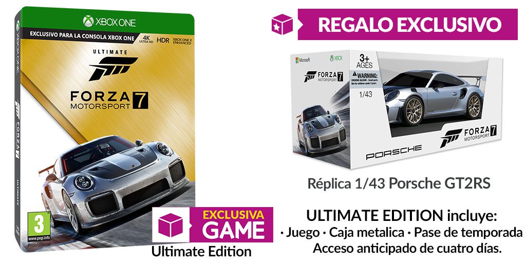 Reserva en GAME la exclusiva edición coleccionista de Forza Motorsport 7 - Reserva ya Forza Motorsport 7 Ultimate Edition en la cadena de tiendas GAME, la exclusiva edición coleccionista del juego de carreras de Xbox One.