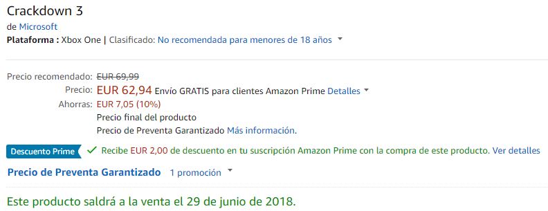 [Desmentido] Amazon España filtra la posible fecha de Crackdown 3 y State of Decay 2 - Crackdown 3 y State of Decay 2 previstos para esta primera mitad del año, y que aún no tenían fecha, aparecen fechados en Amazon España.