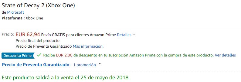 [Desmentido] Amazon España filtra la posible fecha de Crackdown 3 y State of Decay 2 - Crackdown 3 y State of Decay 2 previstos para esta primera mitad del año, y que aún no tenían fecha, aparecen fechados en Amazon España.