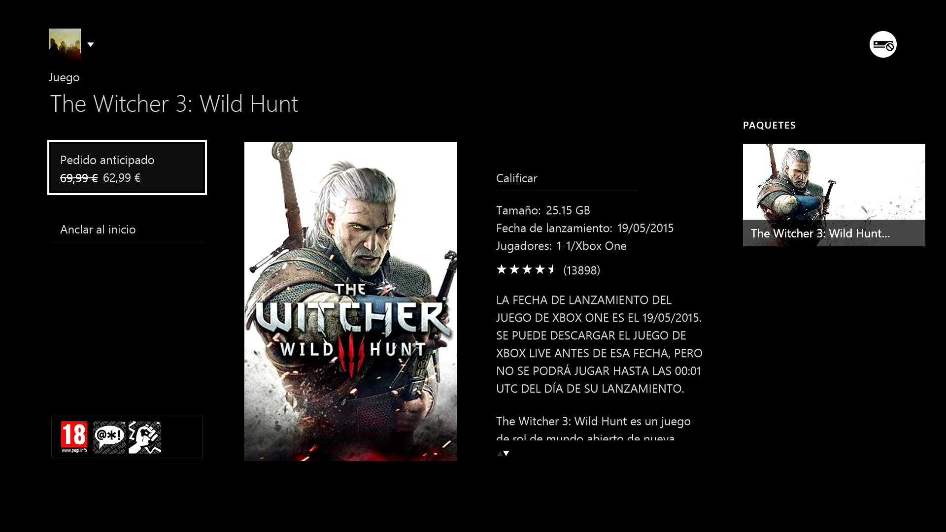 Ya disponible para su The Witcher 3 Wild Hunt en Xbox One