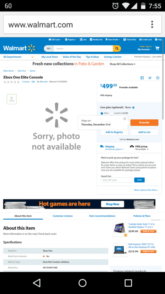 La cadena WalMart filtra un nuevo modelo de Xbox One "Elite"