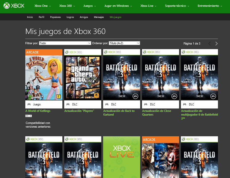 Ya podemos ver nuestras compras digitales en la web de Xbox