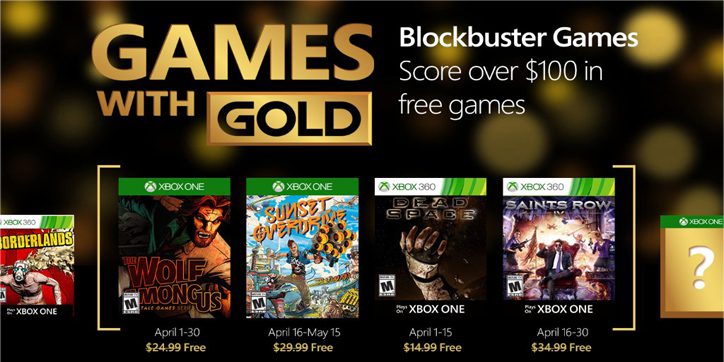 Los Games With Gold de abril ya están disponibles