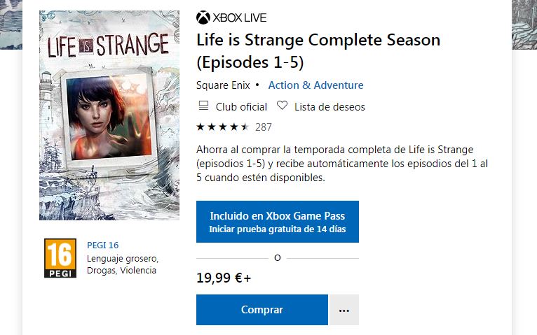 Life is Strange Xbox Game Pass