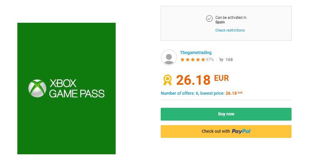 1 a�o de game pass
