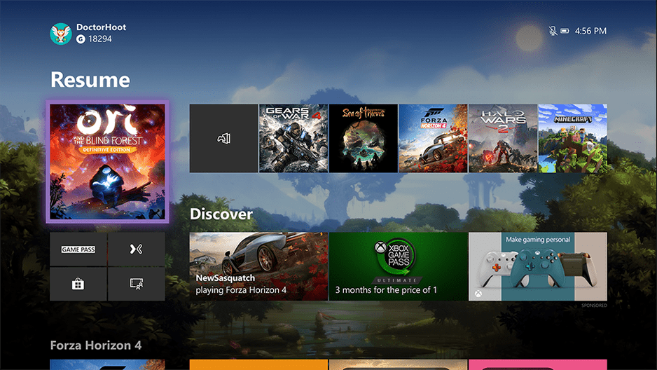 Nuevo menú inicio de Xbox One dashboard