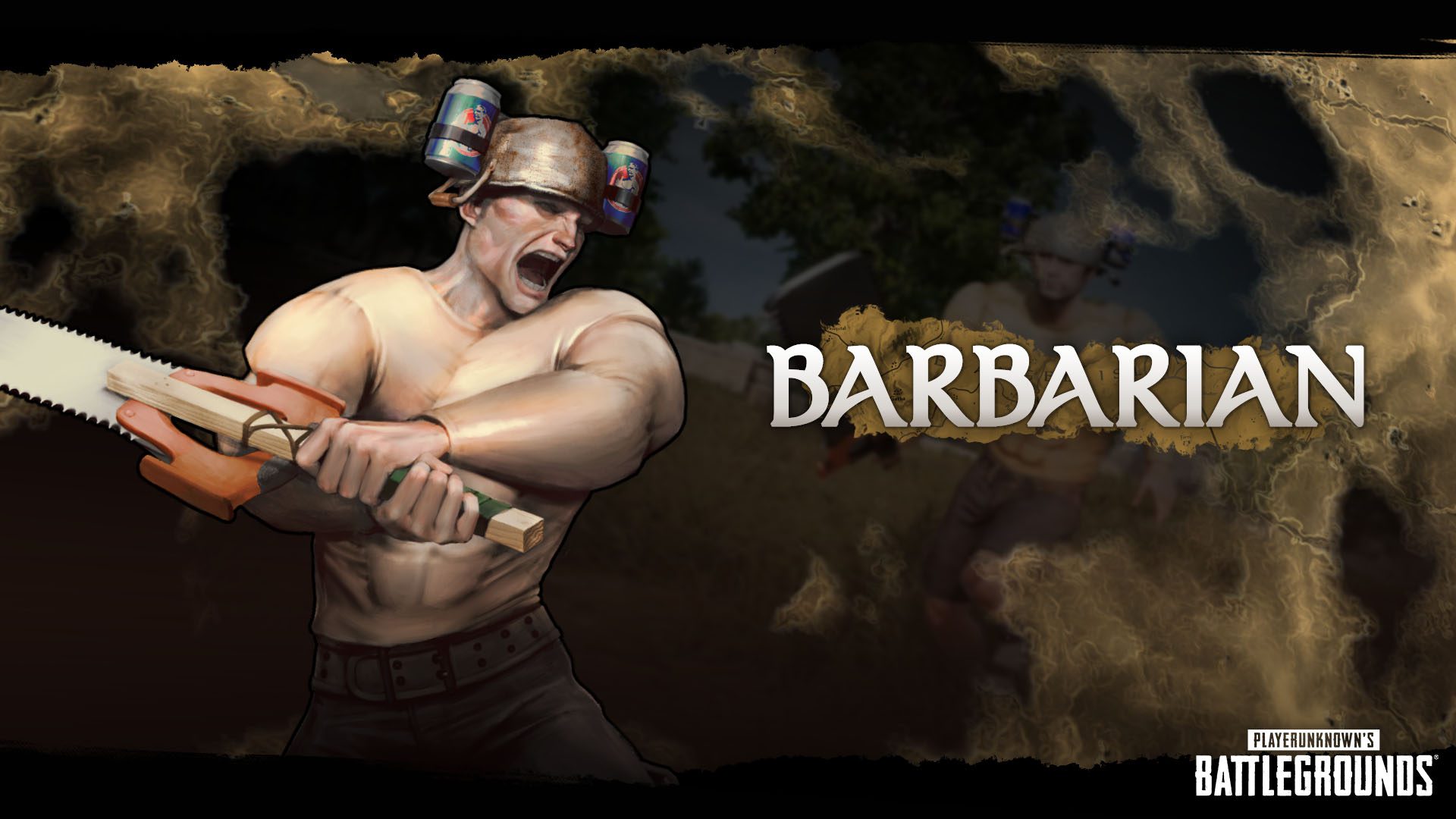 Barbarian from Fantasy War Royale in the battlefields of Playunknown