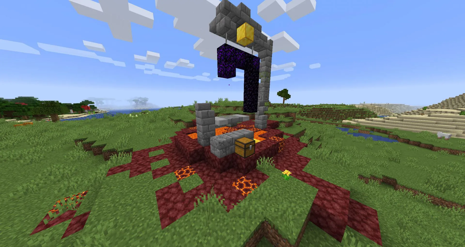 Portal en ruinas en la superficie de Minecraft Nether Update Snapshot 20W16A 1