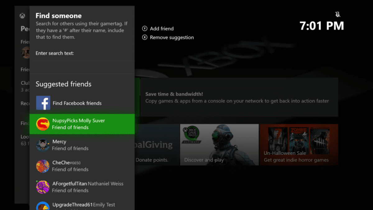 Sugerencias de amistad en la nueva Guía de Xbox One Insider