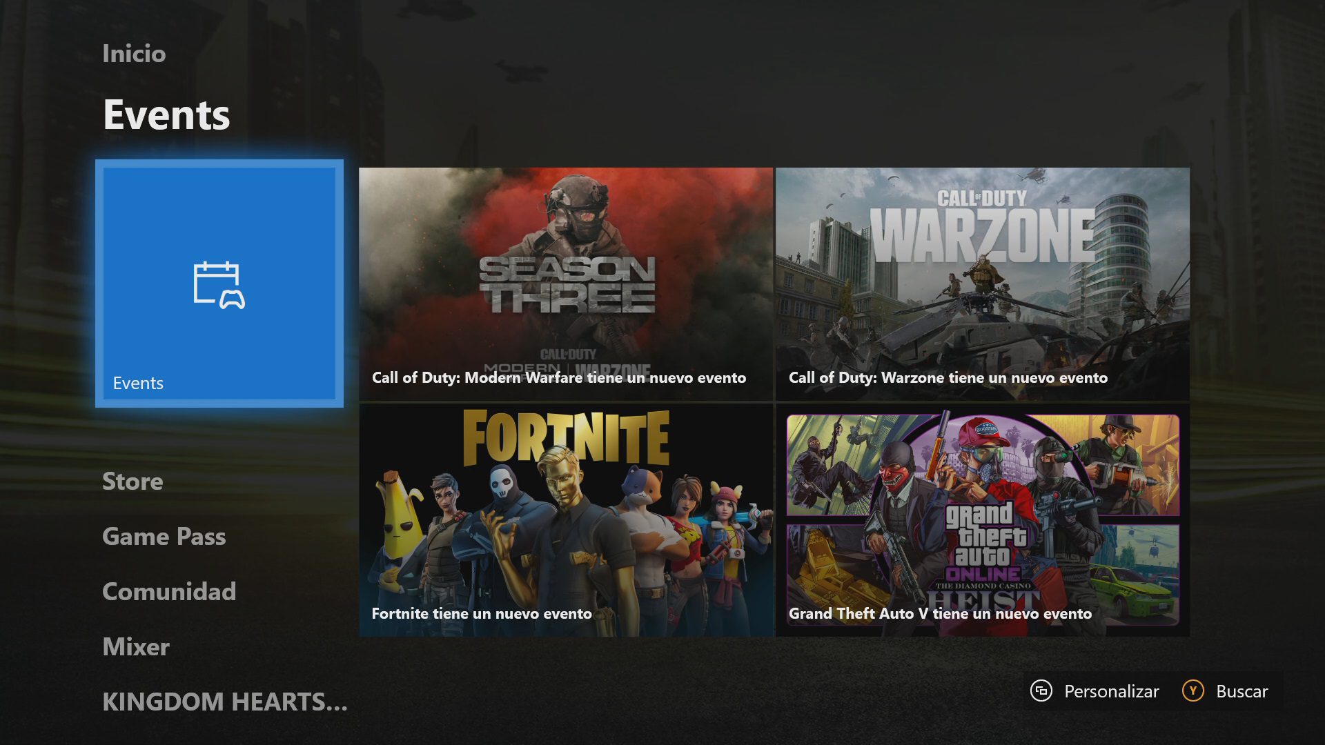 Bloque eventos en Xbox One actualización de mayo 2020