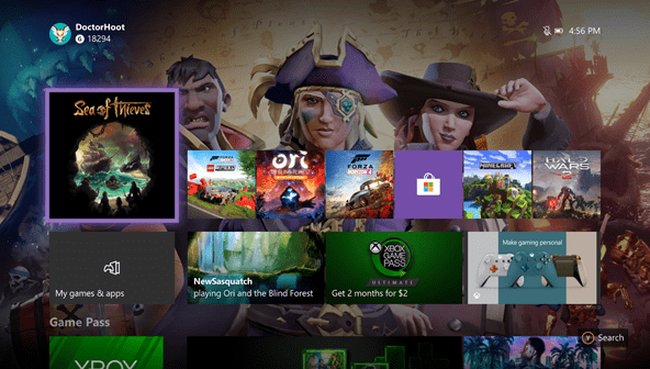 Mejoras del menú inicio de Xbox One en Insider en la actualización