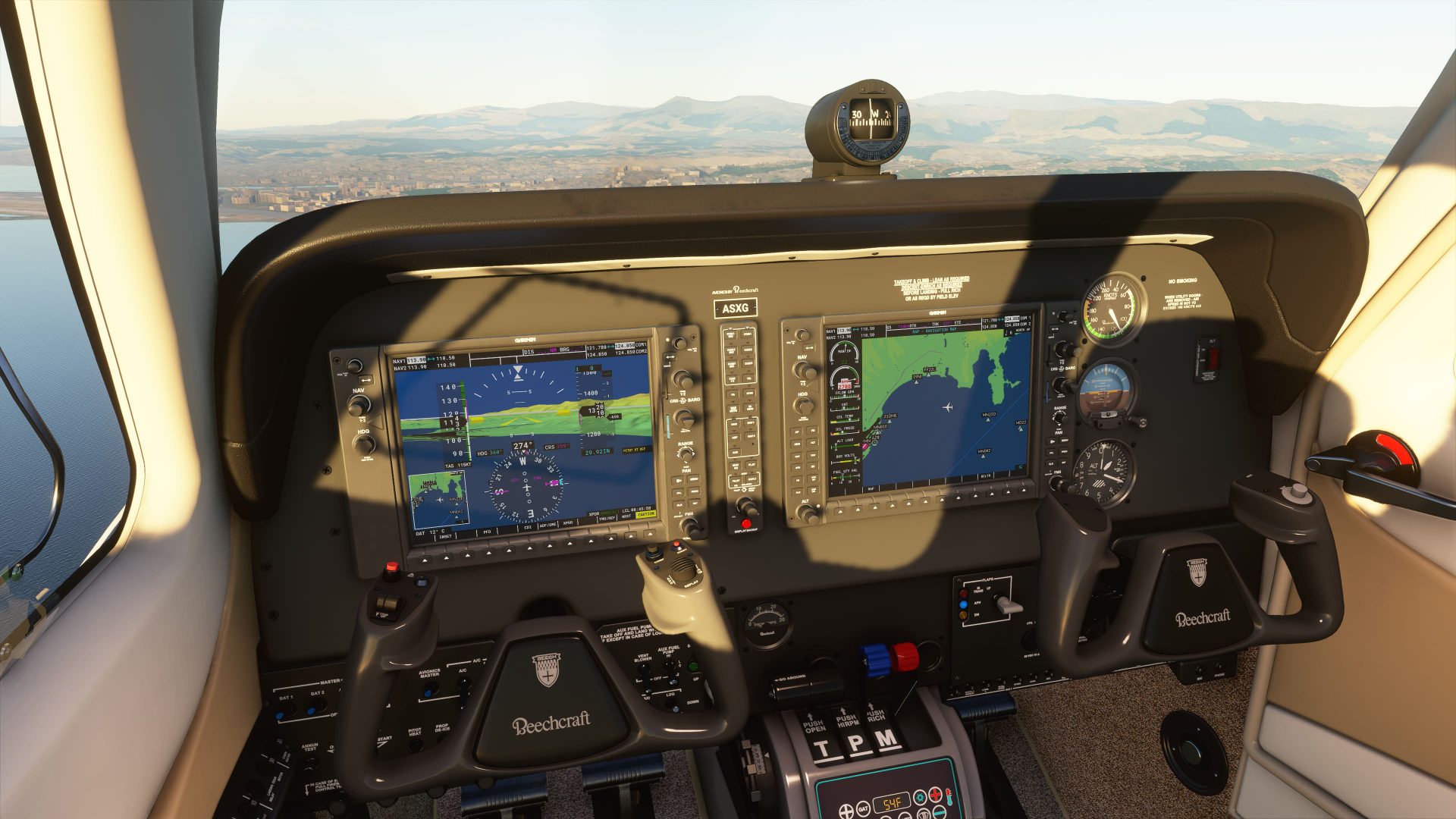 Mandos de un avión de un desafio de Microsoft Flight Simulator