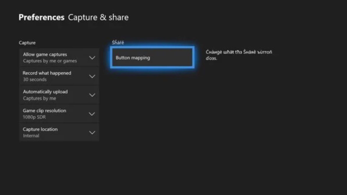 Opciones del botón de compartir del mando de Xbox Series X