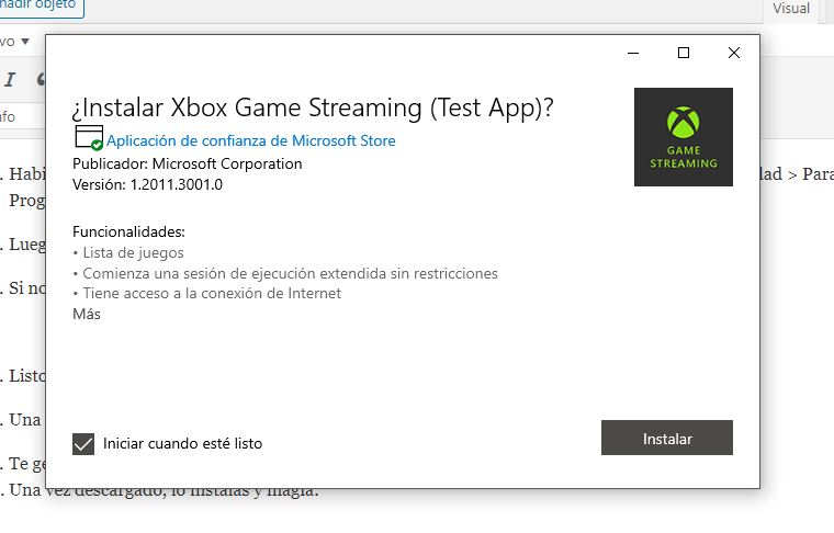 Xbox game streaming