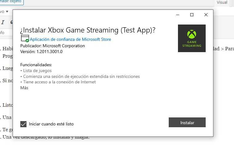 Transmisión de juegos de Xbox