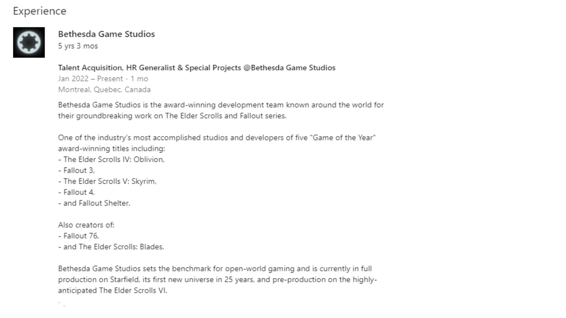 The Elder Scrolls VI se encontraría aún en preproducción - The Elder Scrolls VI se encontraría aún en fase de preproducción, esperando al lanzamiento de Starfield para entrar en producción completa.