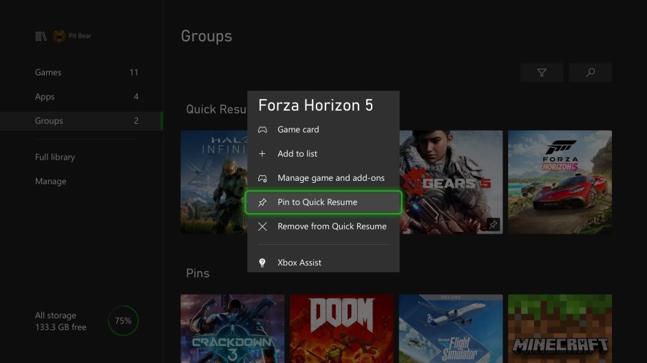 Actualización de marzo de Xbox: Fijar juegos en Quick Resume, mejoras en el mando y más