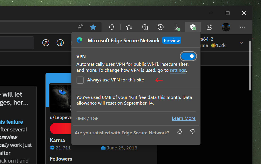 La configuración de red segura (VPN) llegará a Microsoft Edge en PC y Xbox - Algunos usuarios ha descubierto que la versión Canary de Microsoft Edge permite usar un servicio VPN para navegar seguros.