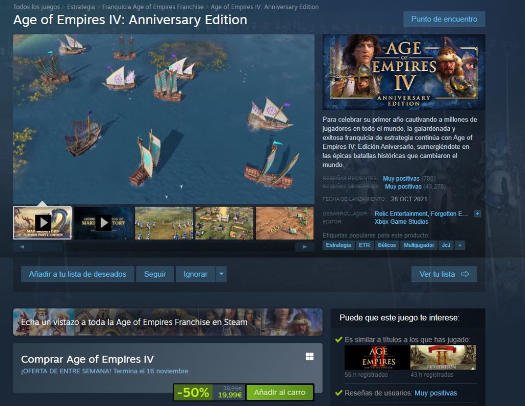 age of empires iv oferta steam