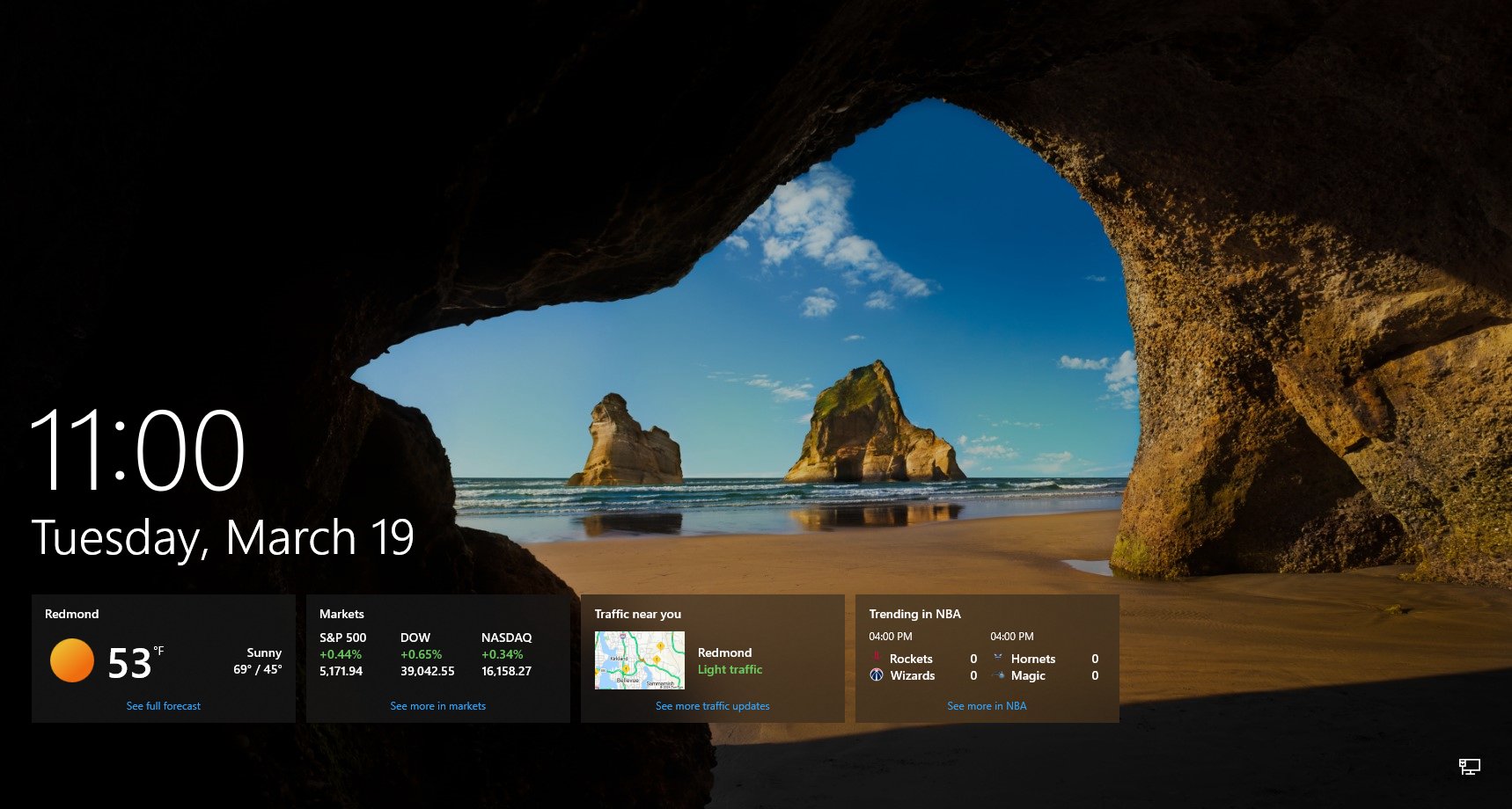Así lucen los nuevos widgets de la pantalla de bloqueo de Windows 11.