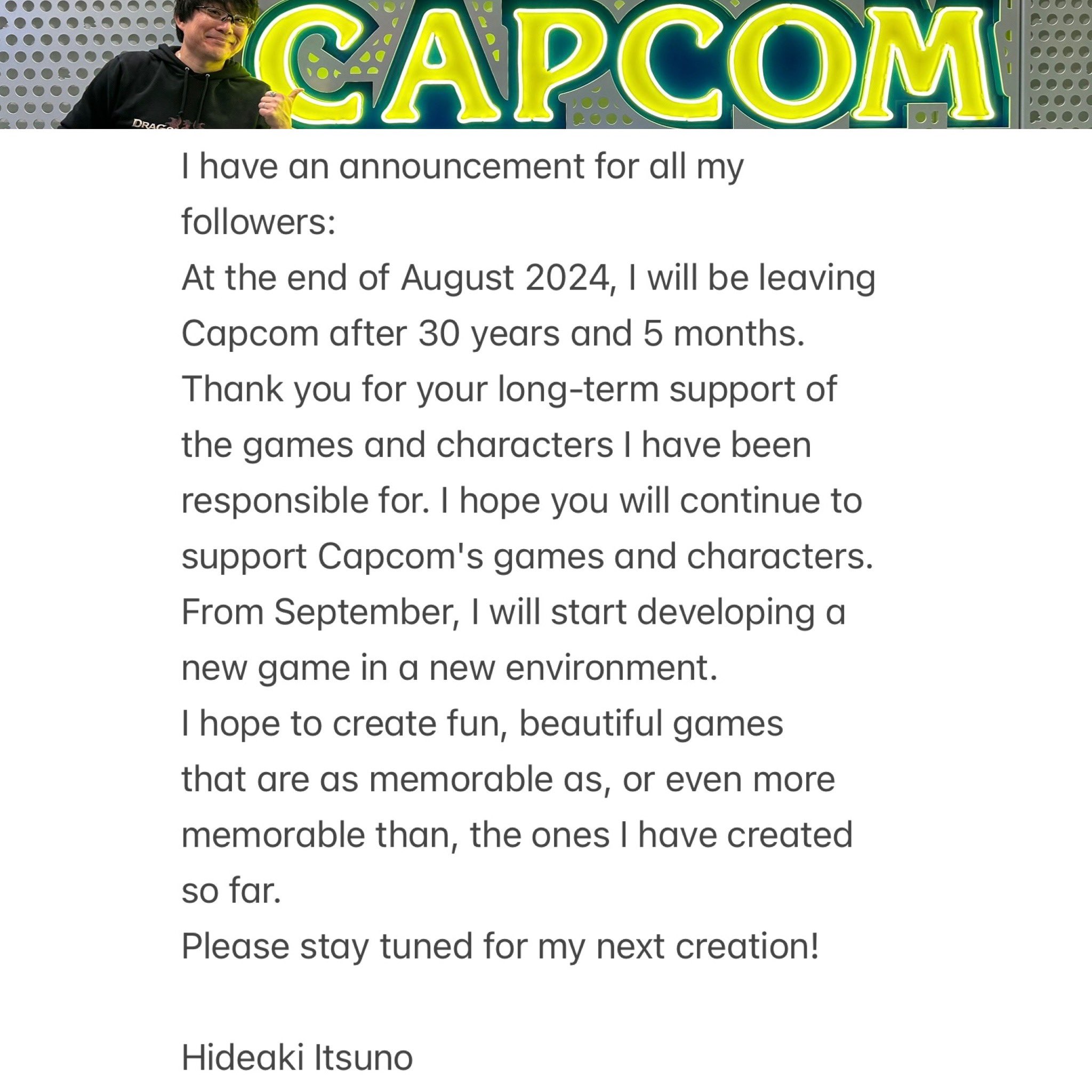 Capcom's Farewell to Itsuno.