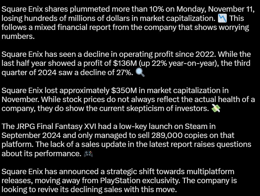 Final Fantasy 16 Underperformed