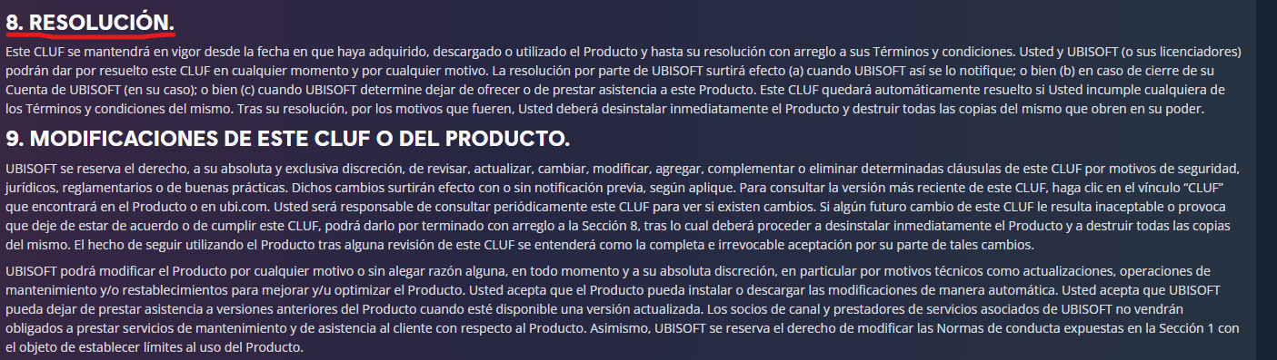 Resolucion EULA Ubisoft